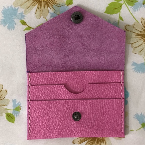 Hand Crafted Pink Genuine Leather Wallet Carholder - Picture 2 of 5